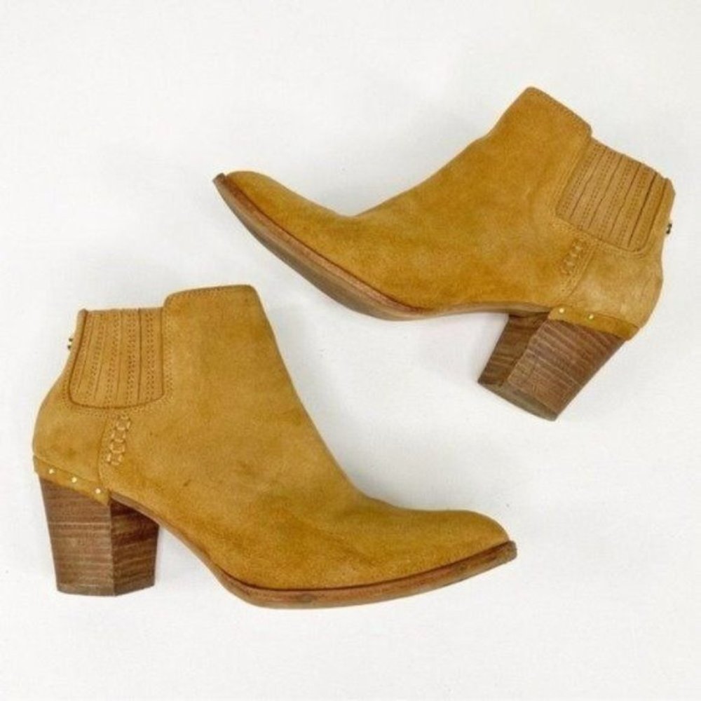 Steve Madden Tinker Ankle Boots Nubuck Leather Cognac Tan Size 10